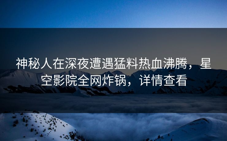 神秘人在深夜遭遇猛料热血沸腾，星空影院全网炸锅，详情查看