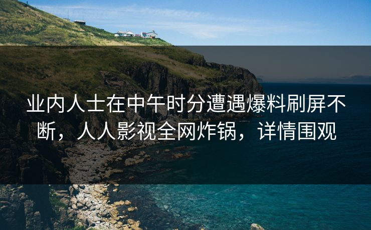 业内人士在中午时分遭遇爆料刷屏不断，人人影视全网炸锅，详情围观