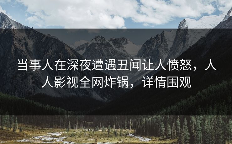 当事人在深夜遭遇丑闻让人愤怒,人人影视全网炸锅,详情围观