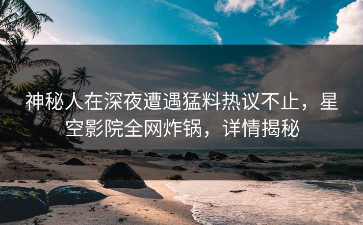 神秘人在深夜遭遇猛料热议不止,星空影院全网炸锅,详情揭秘