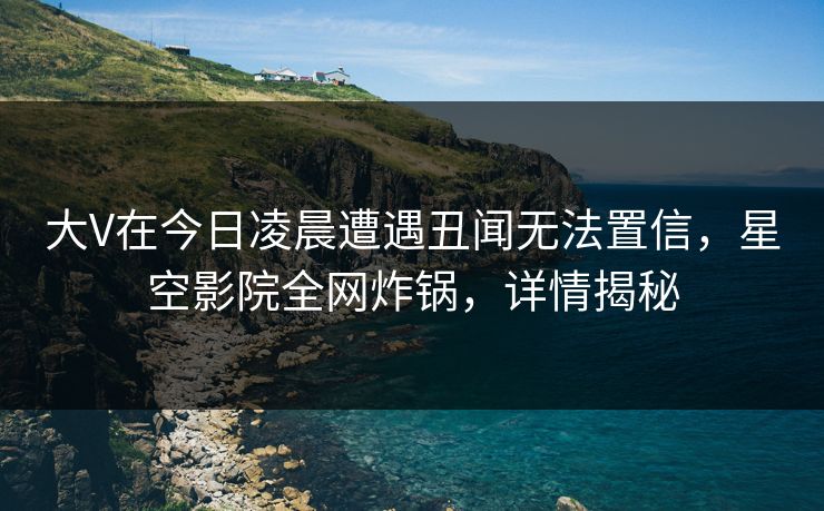 大V在今日凌晨遭遇丑闻无法置信，星空影院全网炸锅，详情揭秘