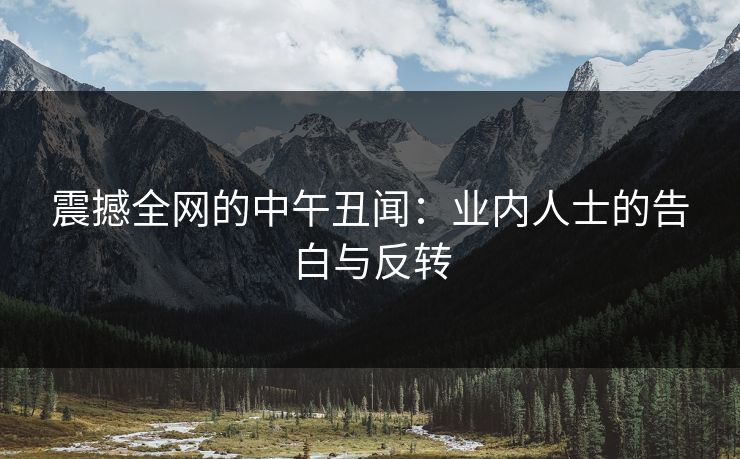 震撼全网的中午丑闻：业内人士的告白与反转