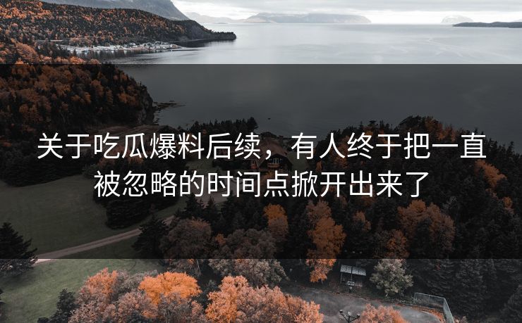 关于吃瓜爆料后续，有人终于把一直被忽略的时间点掀开出来了